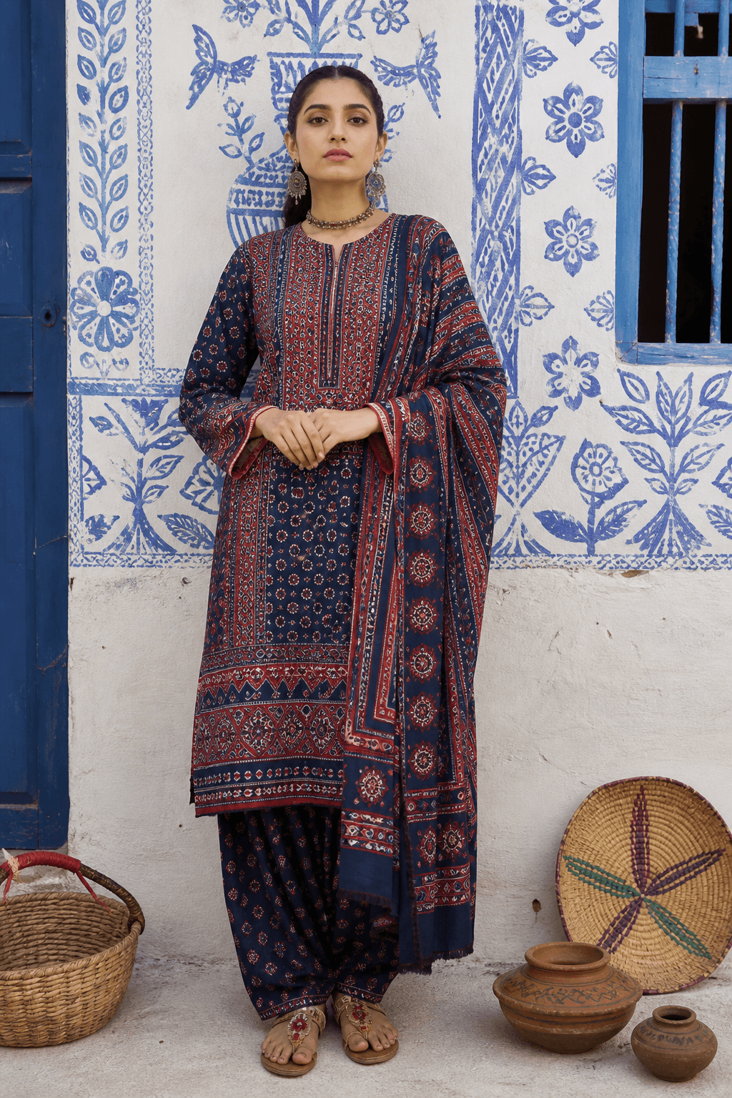 Ajrak collection by Aneela & Sons (اجرڪ) — Indigo, madder and resist-print geometry from the Indus.