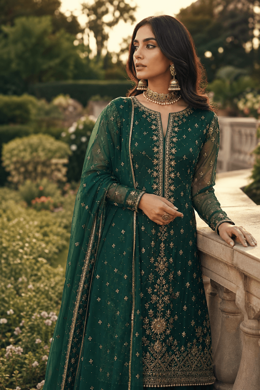 Chand Raat Emerald Chiffon