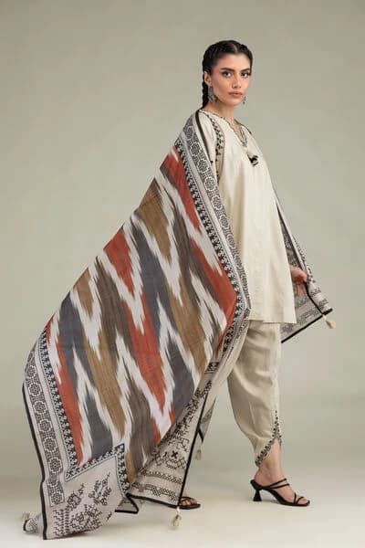 Ivory Tribal Ikat
